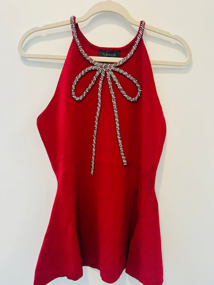 Red Fancy Bow Top