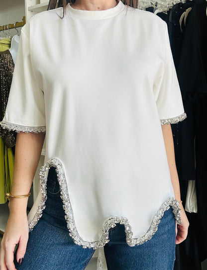 White Rhinestone Top