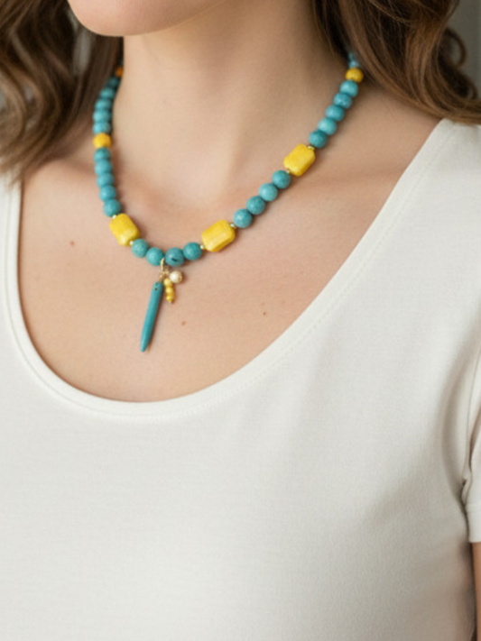 Yellow/ Turquoise Necklace