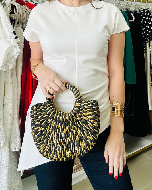 Rafia Black /Gold  Hand Bag