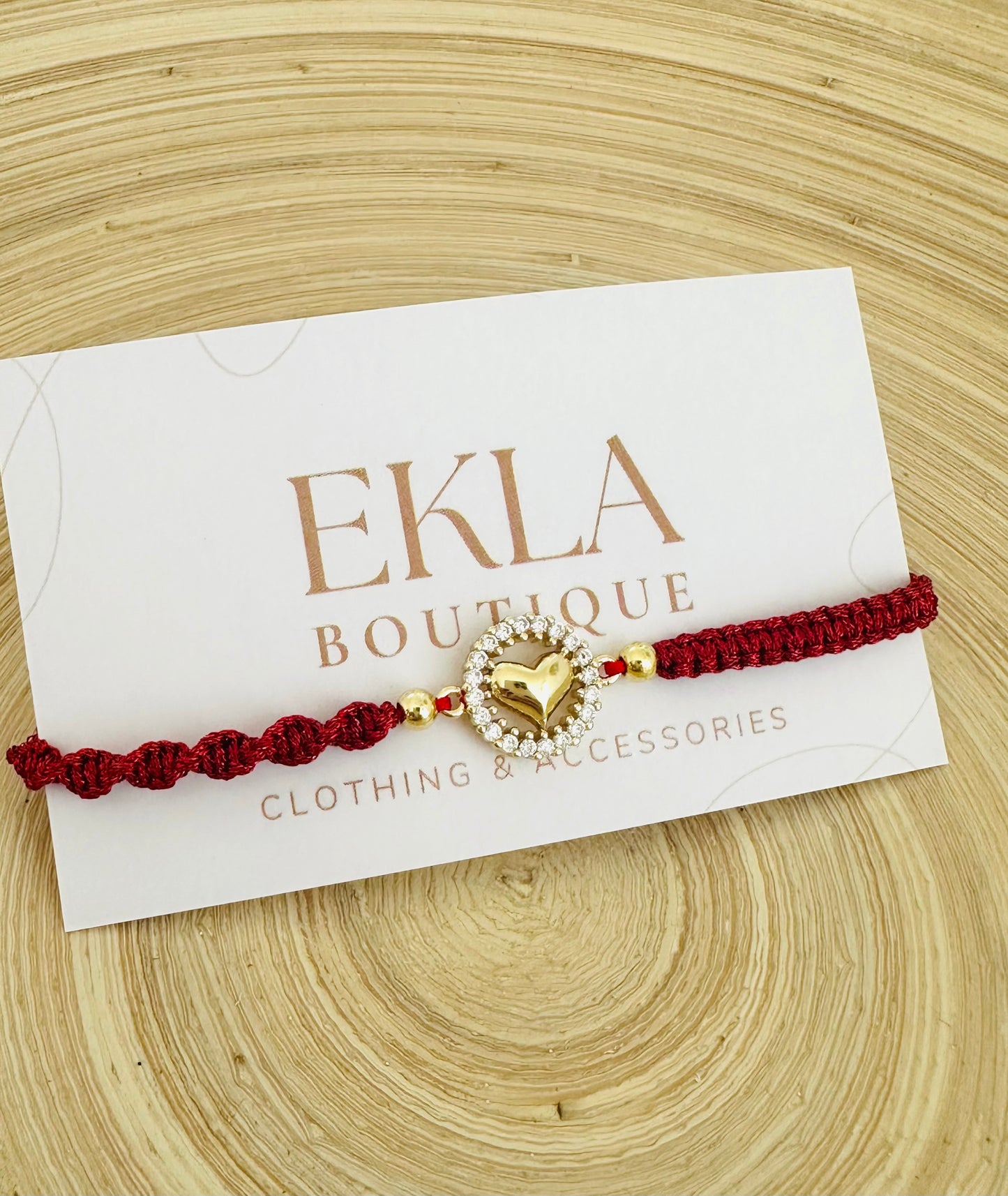 Heart Pendant- Red Cord Bracelet