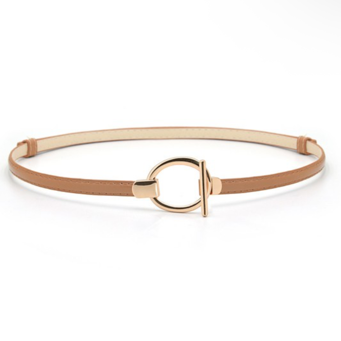 Camel shinny Skinny Belt