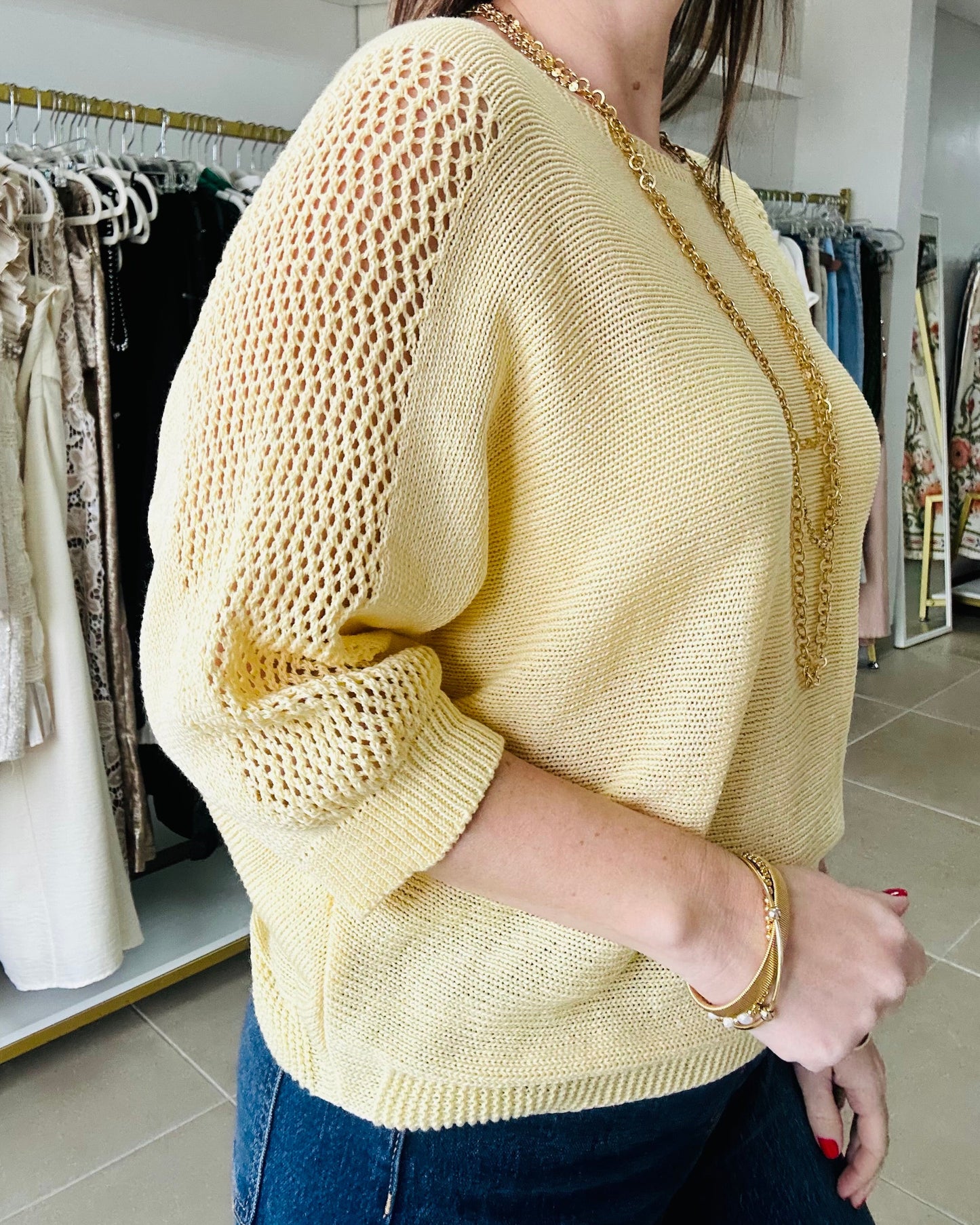 Light Yellow Sweater Top