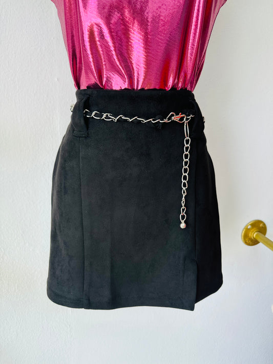 Black suede mini skirt