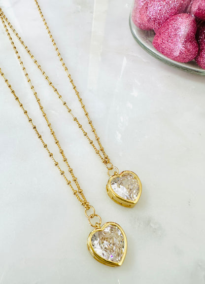 Clear Heart charm Necklace