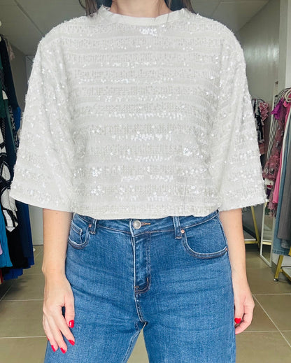 White sequin Top