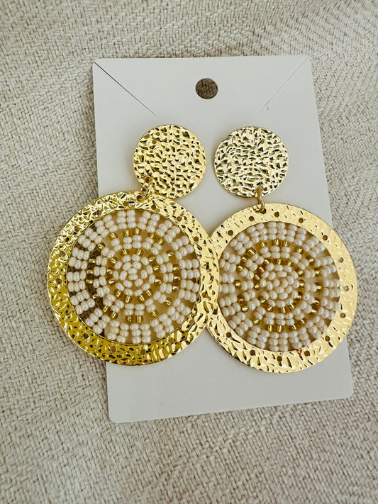 Gold /Pearls Beaded Earrings