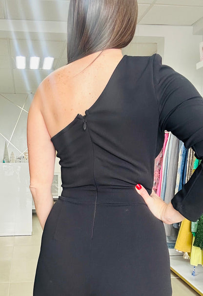Black & White One Sleeve Jumpsuit
