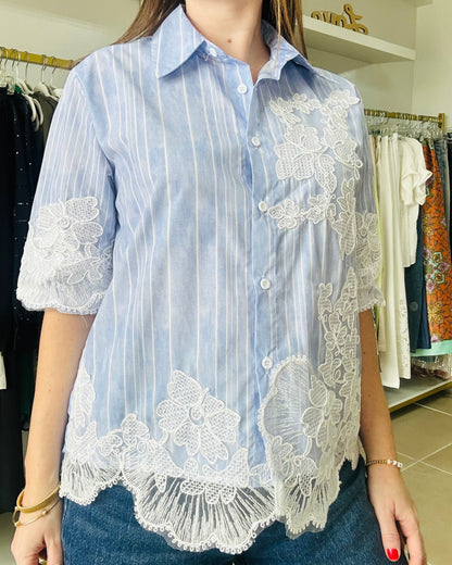 Stripes Button down Blue Top