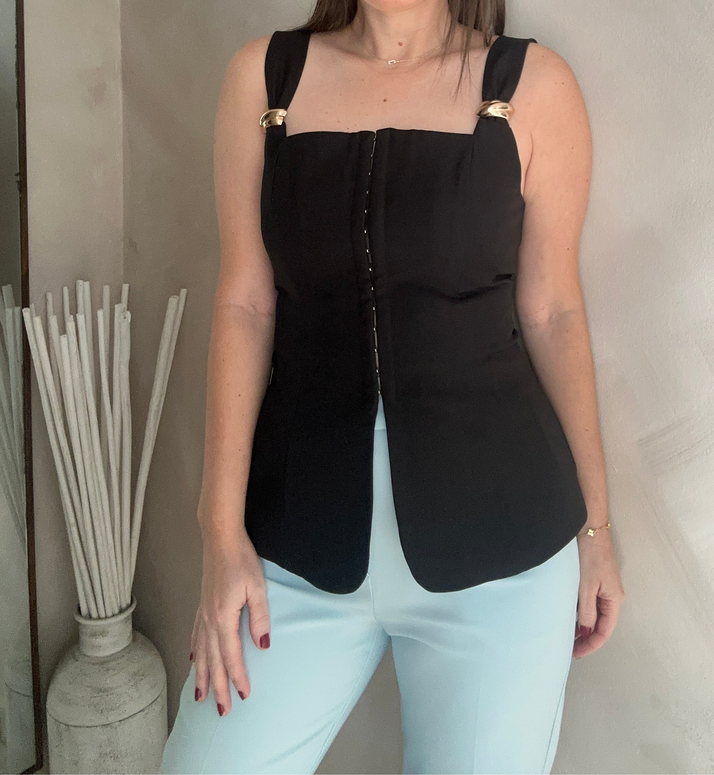 Black Corset Top / Gold Details