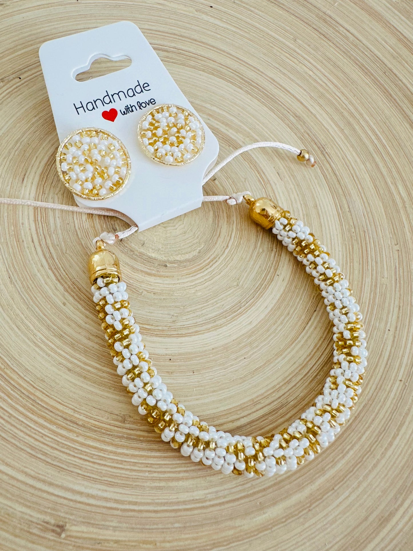 White/ Gold Beaded Set
