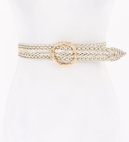 Metallic Braided Faux Leather Belt