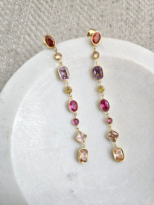 Gems Pink long earring