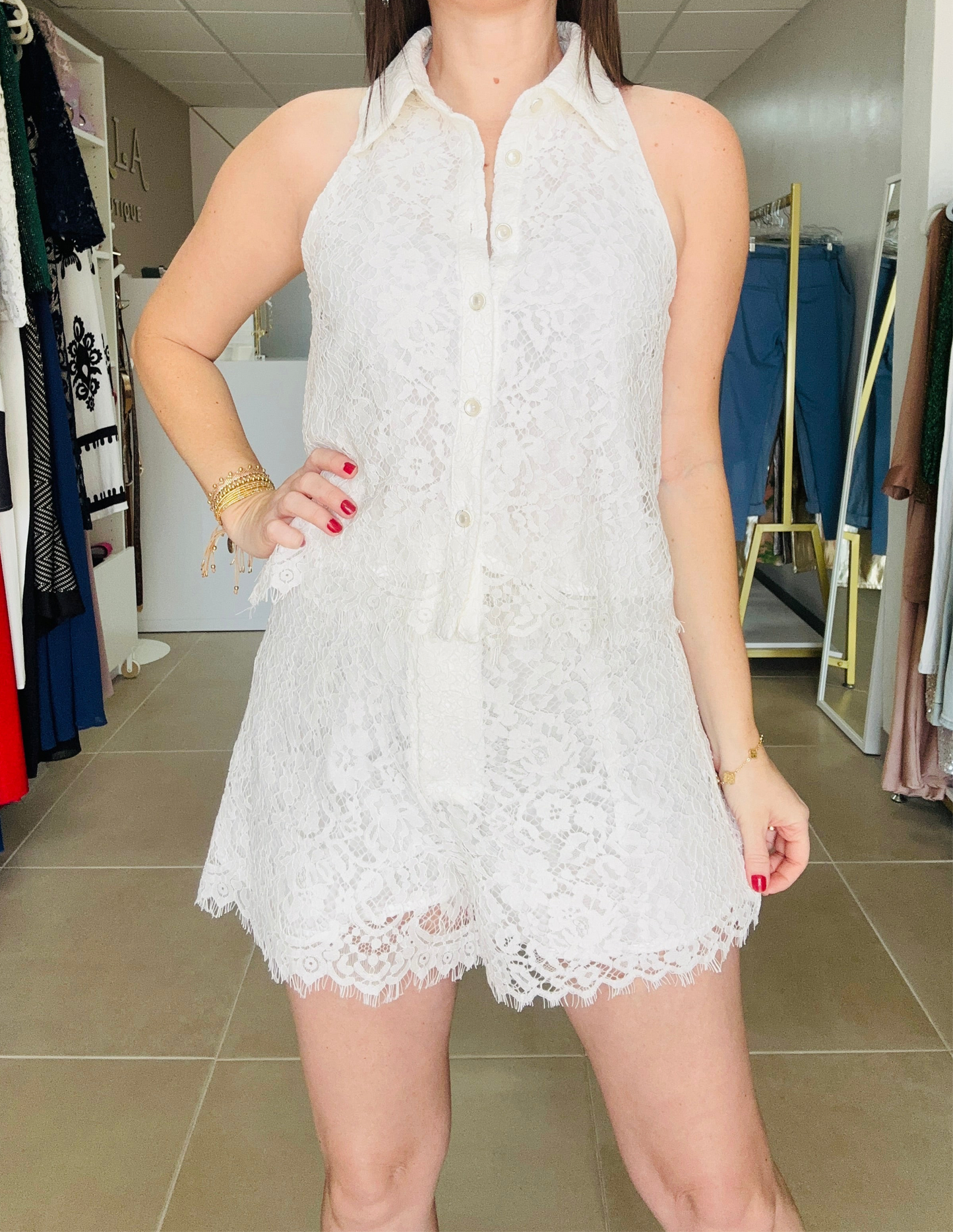 White Lace Short Set