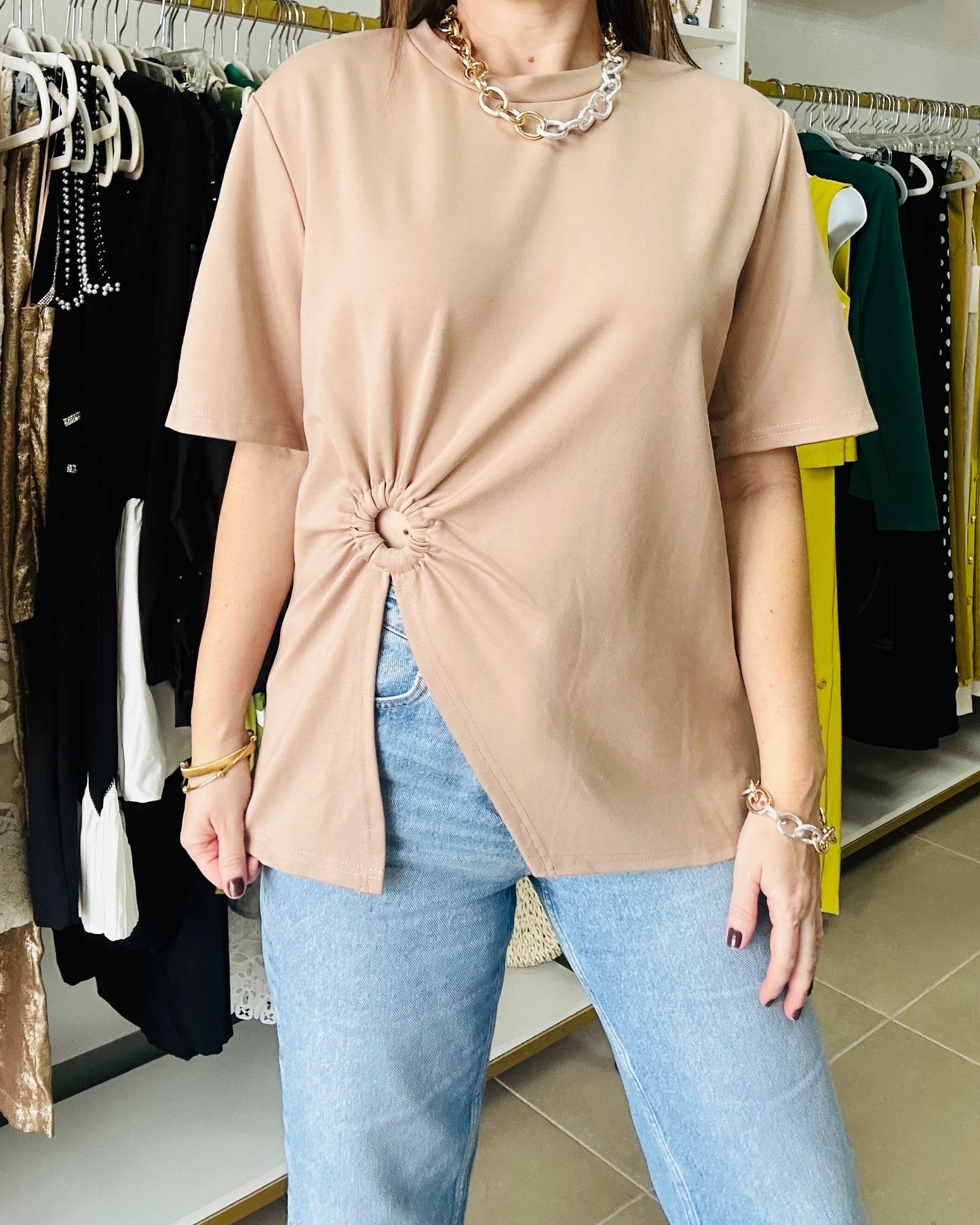 Taupe Fashion Oversized Top( Pre-order Now! Arrive May/16)