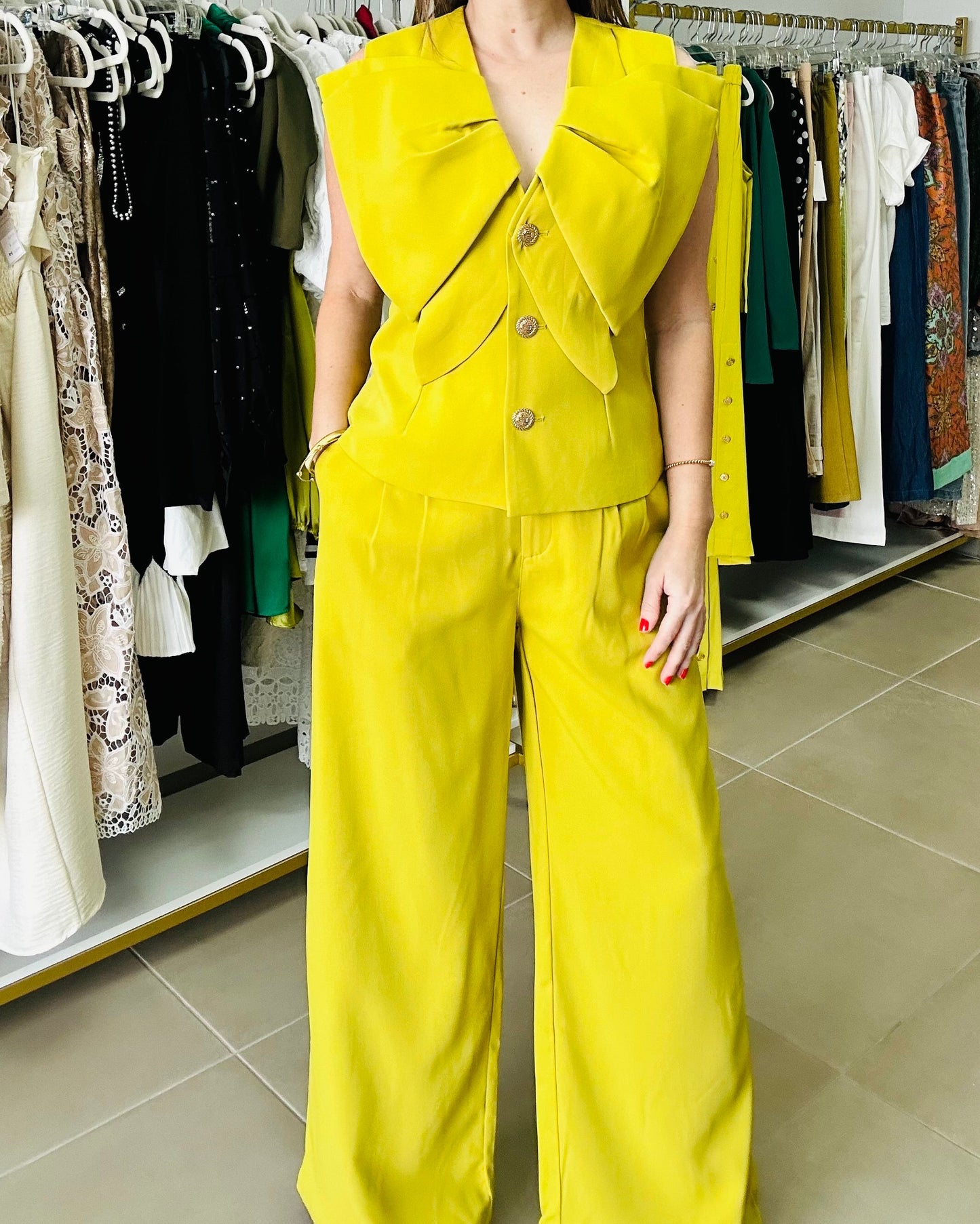 Lime  Gold Buttons Set  by Gracia