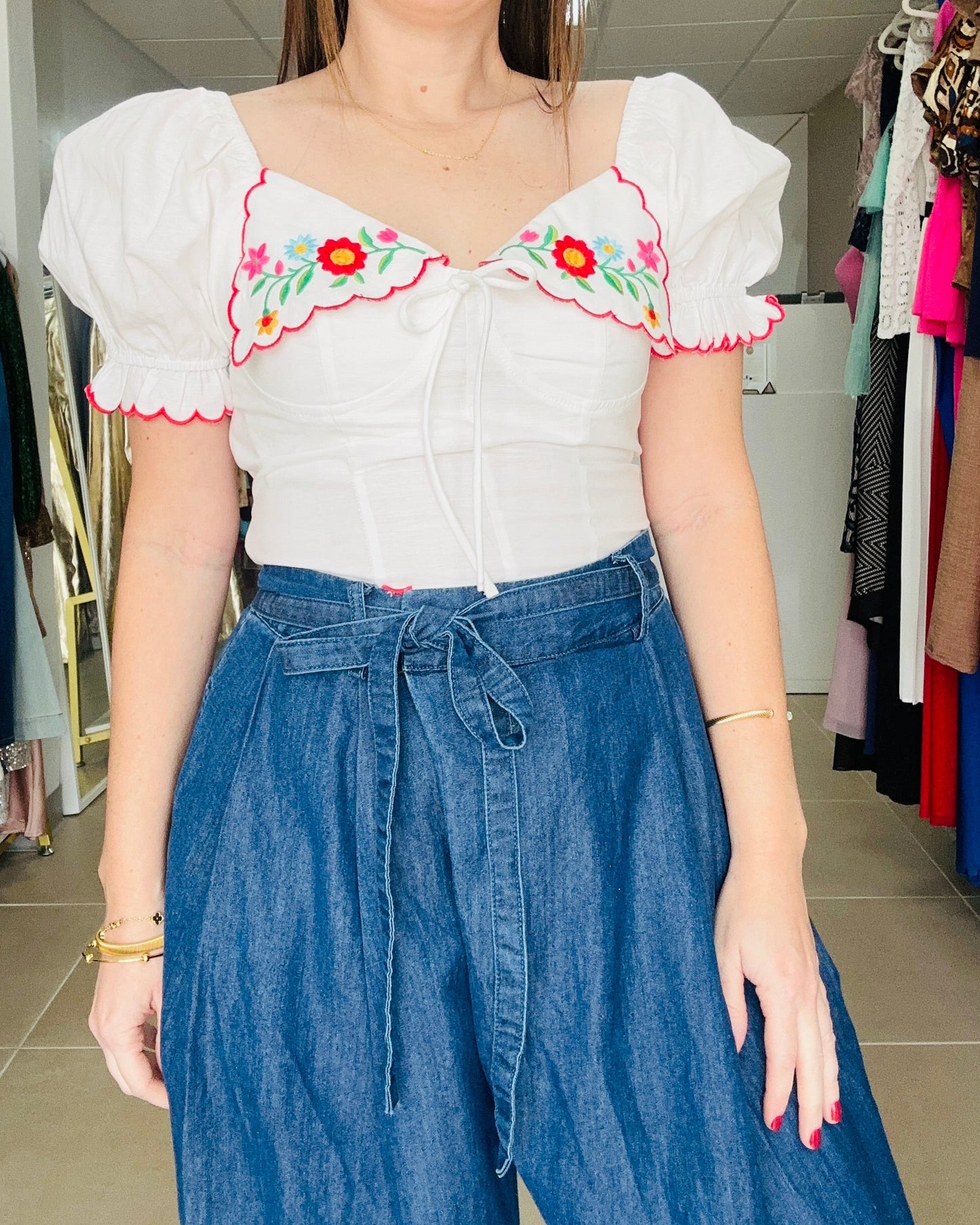 Embroidery Floral Top