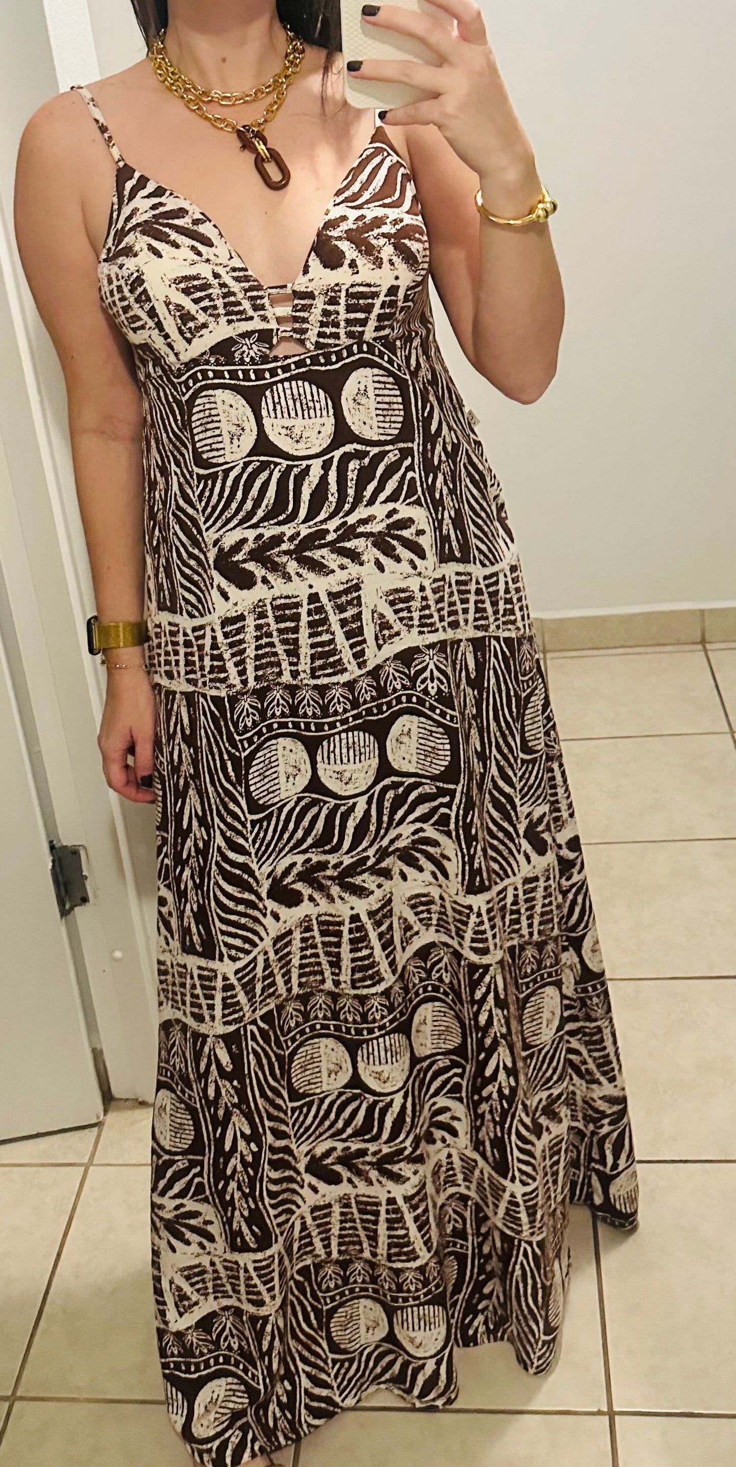Brown print Maxi dress