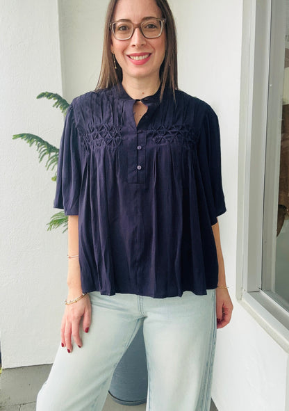 Navy Boho Top