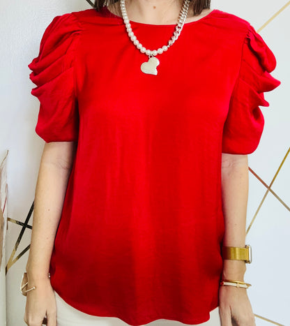 Red Puff sleeve Top