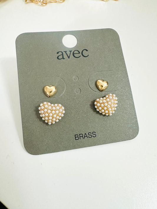 Twin Hearts Stud Earrings