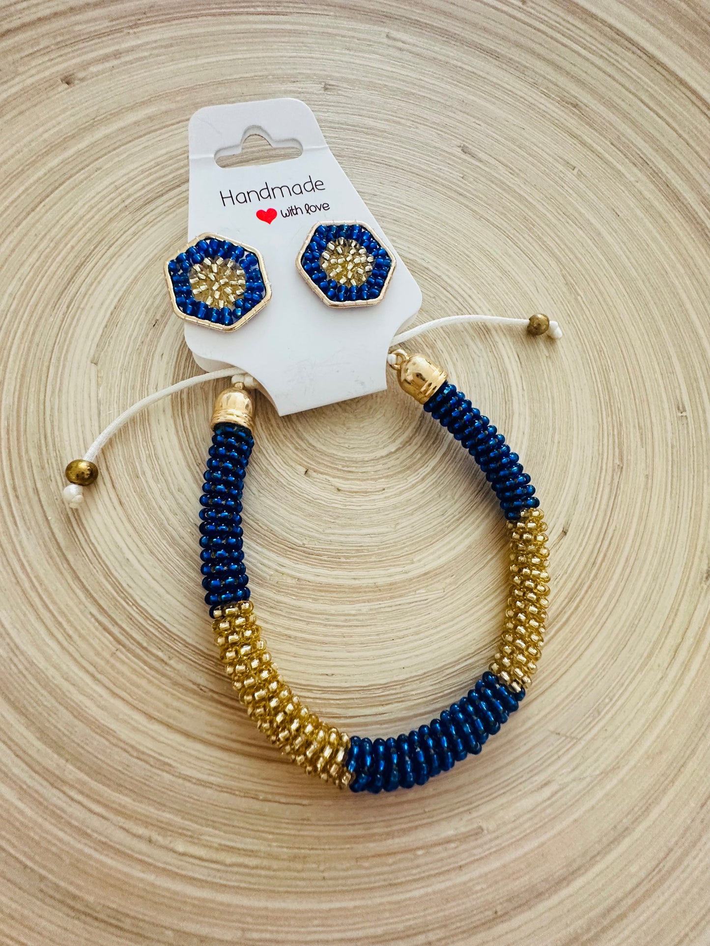 Blue/Gold /Beaded Set