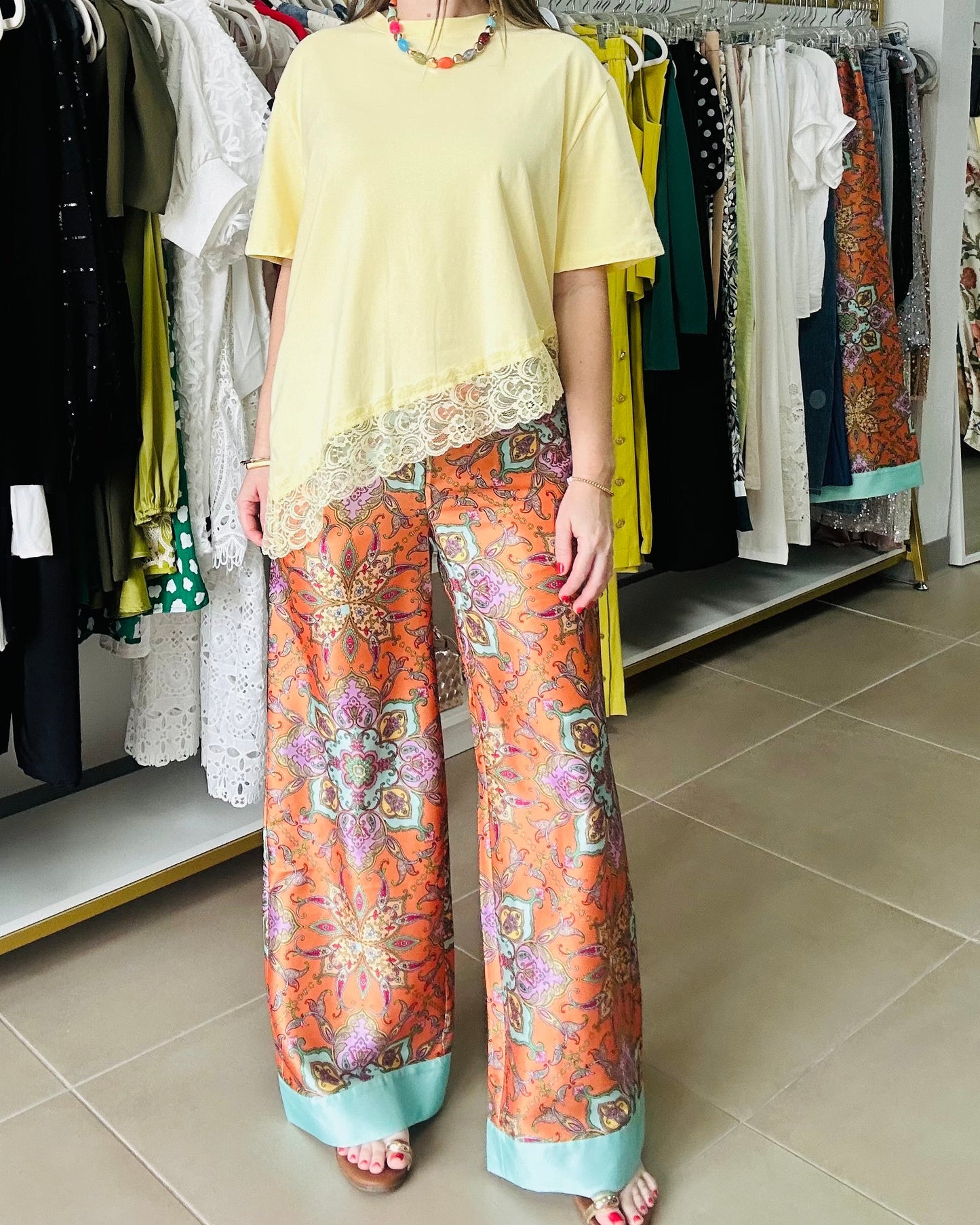 Orange  Print Palazzo By. Gracia