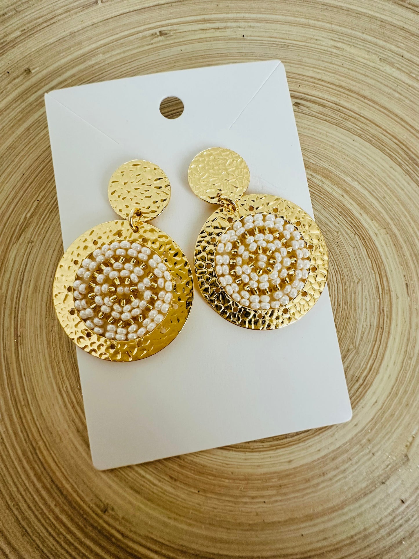 Gold /Pearls Beaded Earrings