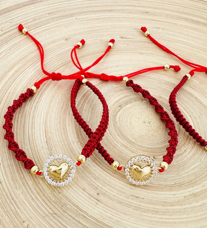 Heart Pendant- Red Cord Bracelet