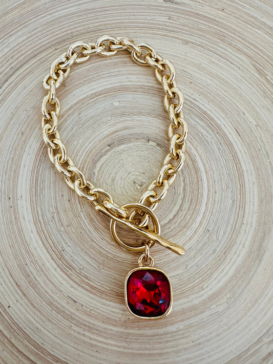Camila Red Swarovski Chain Bracelet by TUCCO