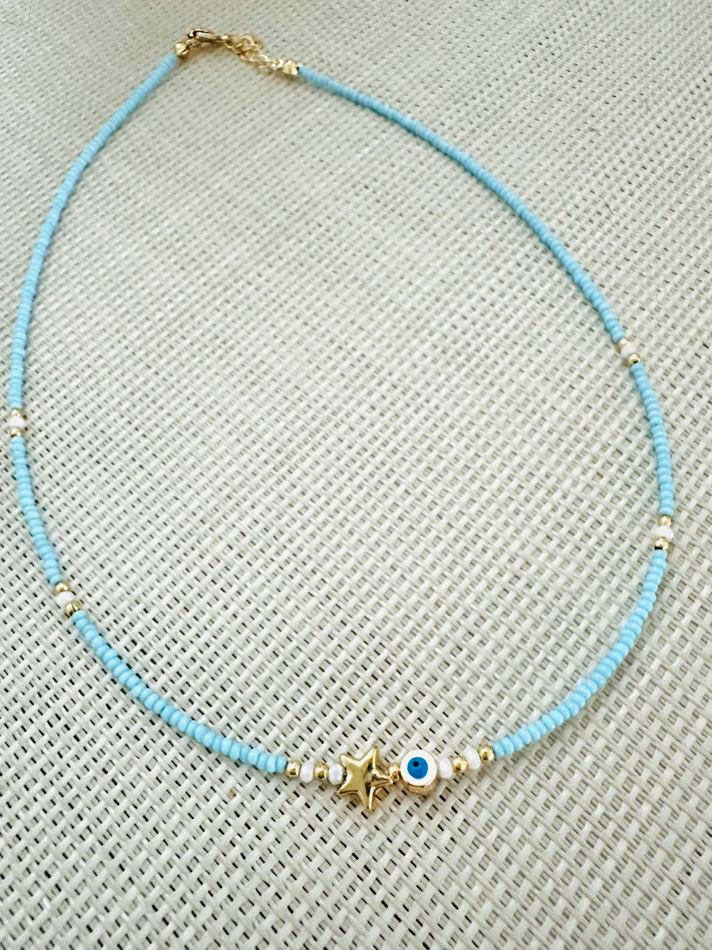 Light Blue Mini Beads Choker