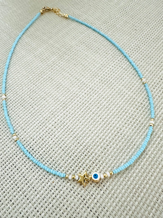 Light Blue Mini Beads Choker
