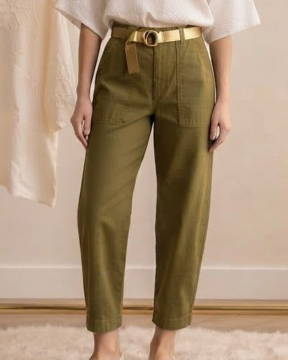 OLIVE BARREL PANTS