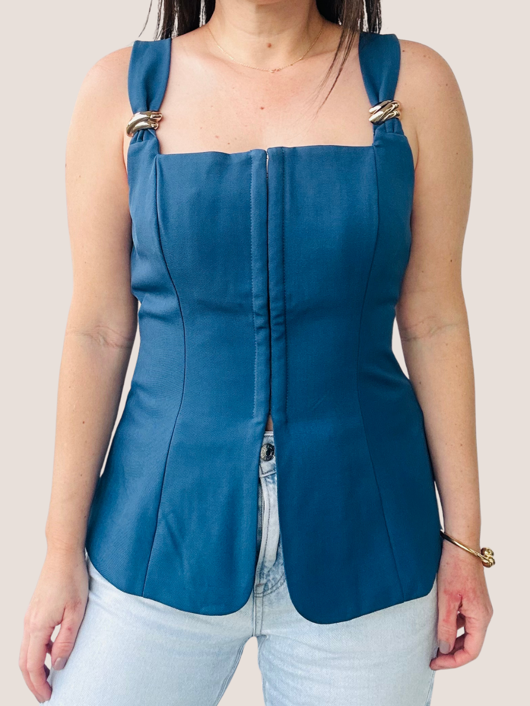 Blue Corset Top / Gold Details