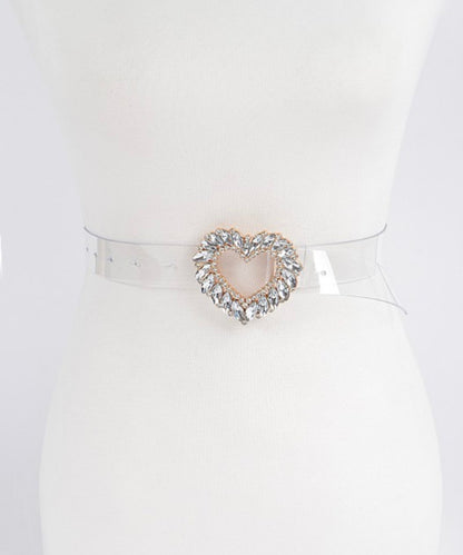 Rhinestone Heart Shape Clear Belt