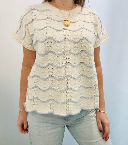 Sky Blue Stripe Swetaer