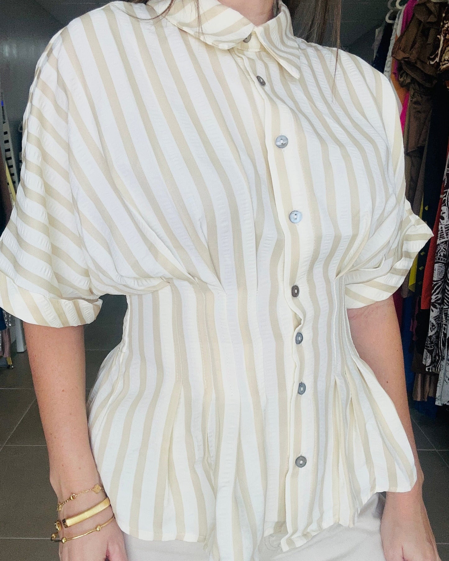 Taupe Stripe Top
