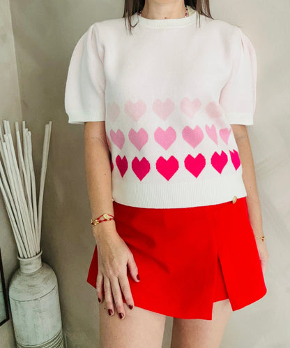 Light Pink Hearts Sweater Top