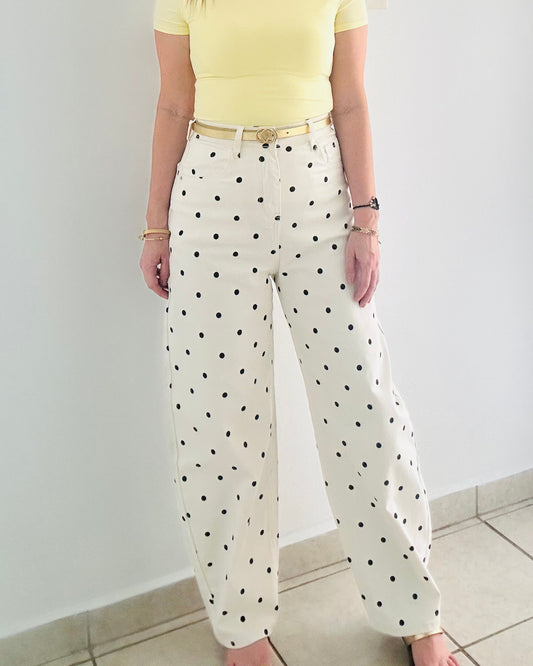 High waisted Polka Dots Barrel Jeans