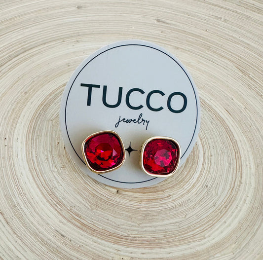 Camila Red Stud Earring by TUCCO