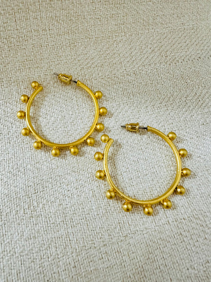 Gold plated Dots Hoop Earrings