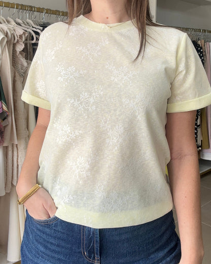 Yellow Lace Print Shirt