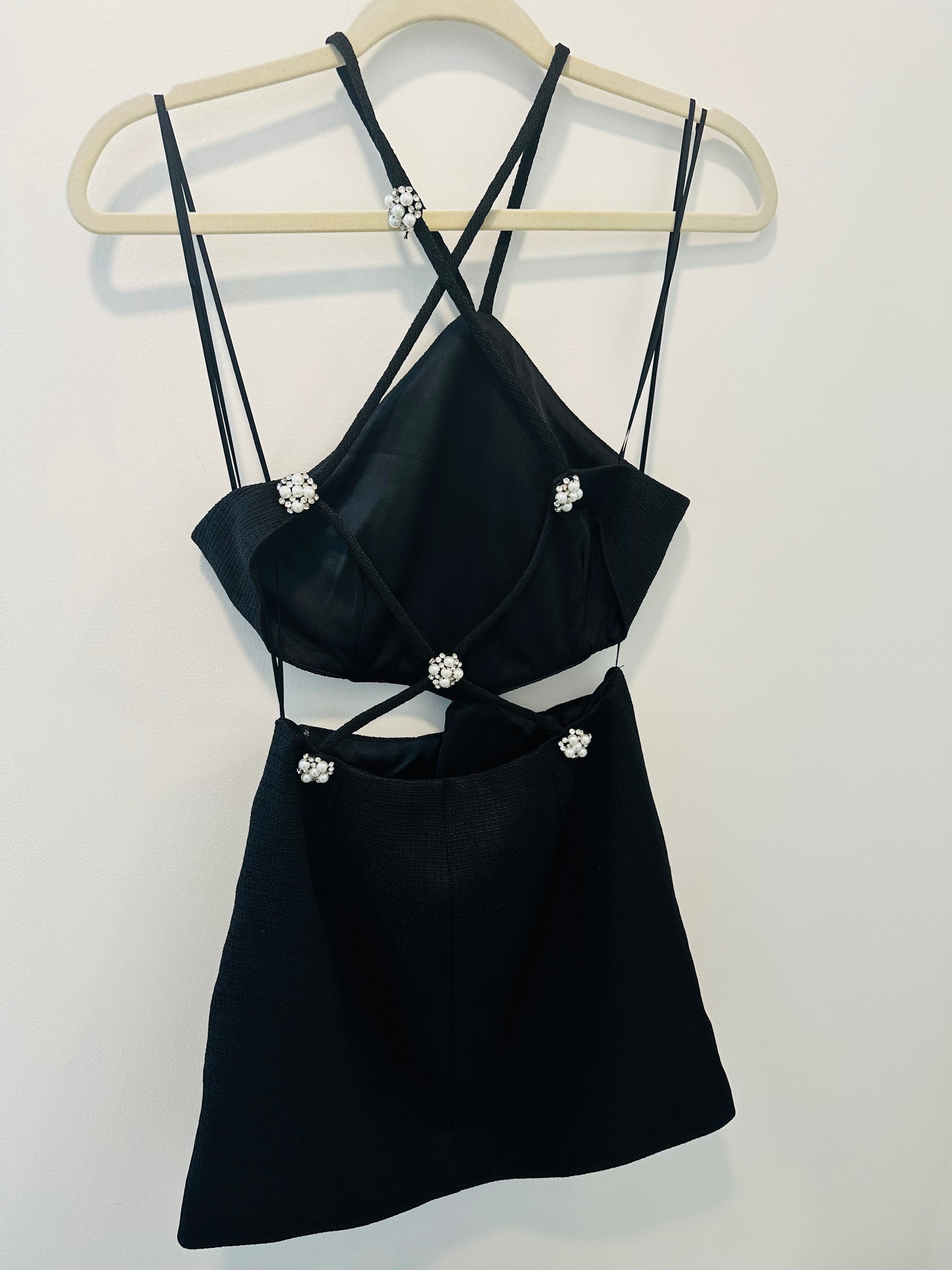little black dress open back Silvana Long Sleeve Open Back Mini Dress