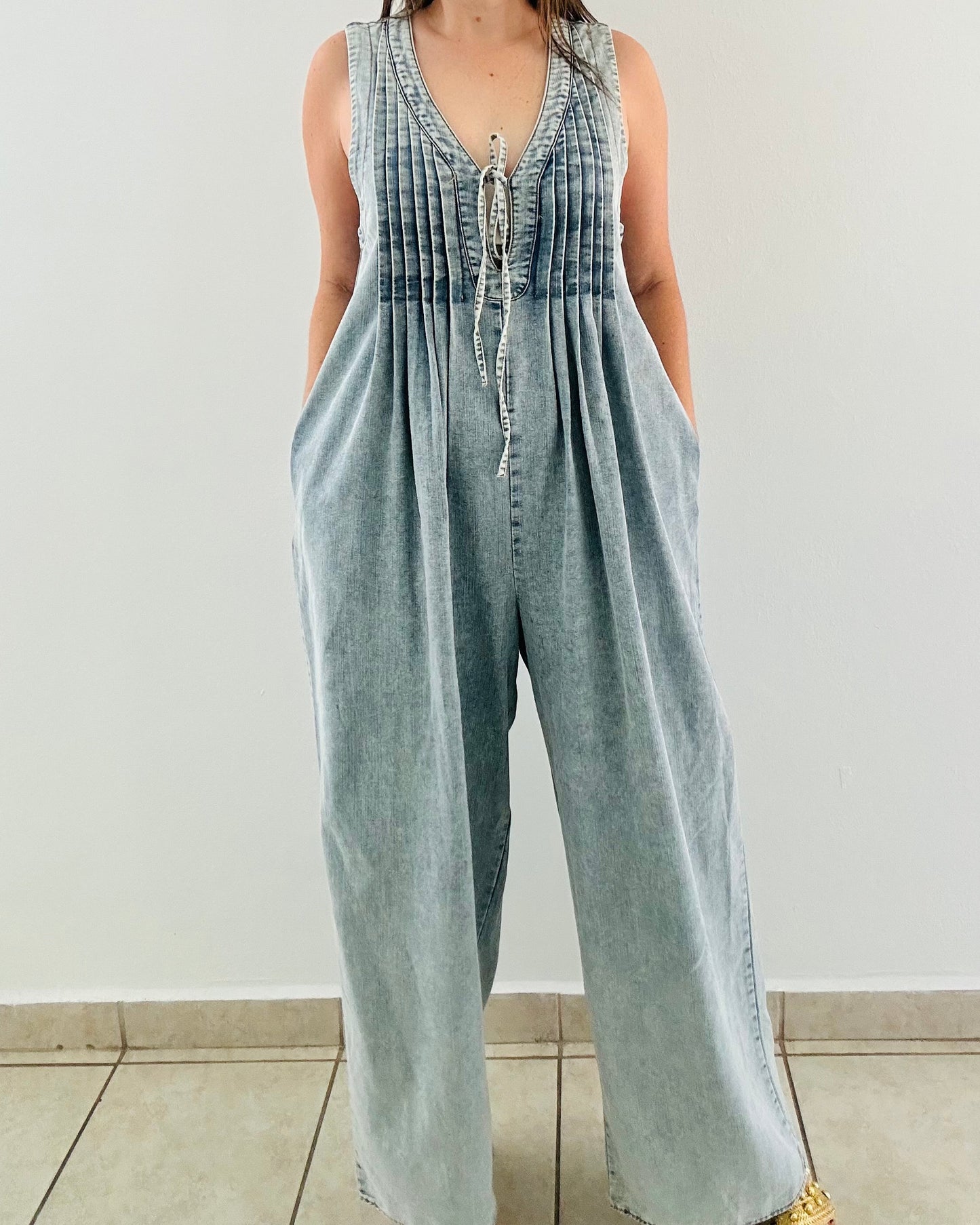 Cloud Wash Denim Jumpsuit