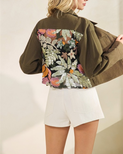 OLIVE-SEQUIN JACKET (pre- order now! Arrive 14/sept) (Copy)