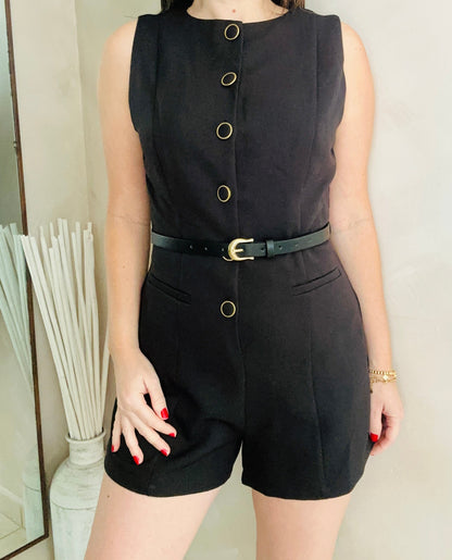Black Button-down Romper