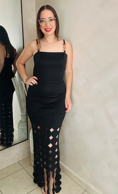 BLACK CUTOUT SKIRT DRESS