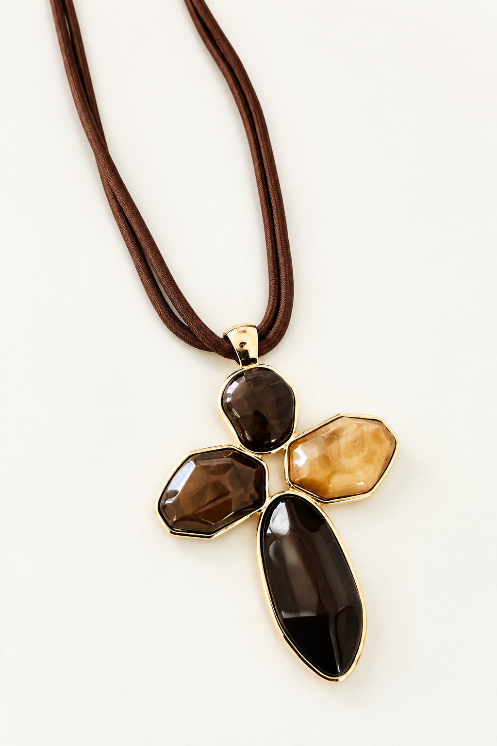 Brown stones / cord Necklace