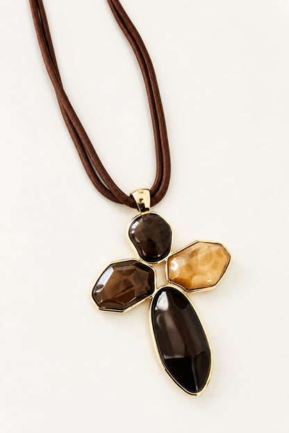 Brown stones / cord Necklace