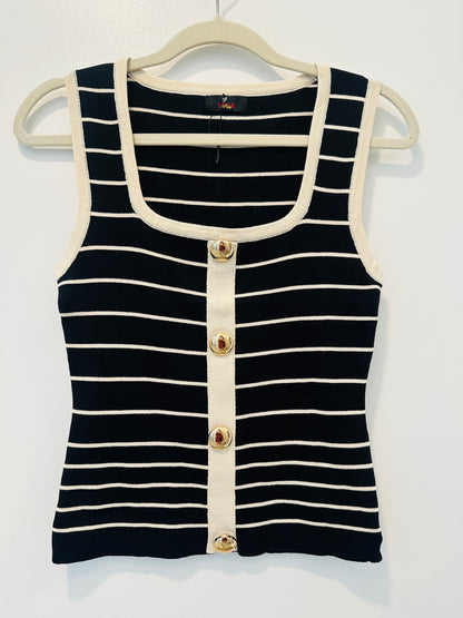 Black Cream Stripes Tank Top